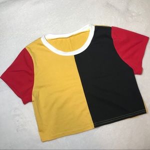 Color-block crop tee